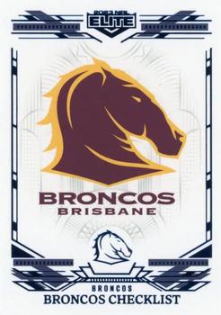 2023 NRL Traders Elite - Mojo Sapphire #MS001 Brisbane Broncos Checklist Front